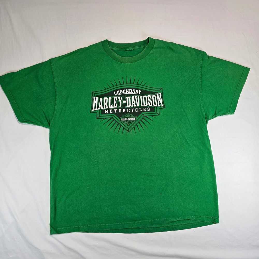 Harley-Davidson Latus Motors Portland Oregon Green Graphic T-Shirt Mens XL‎